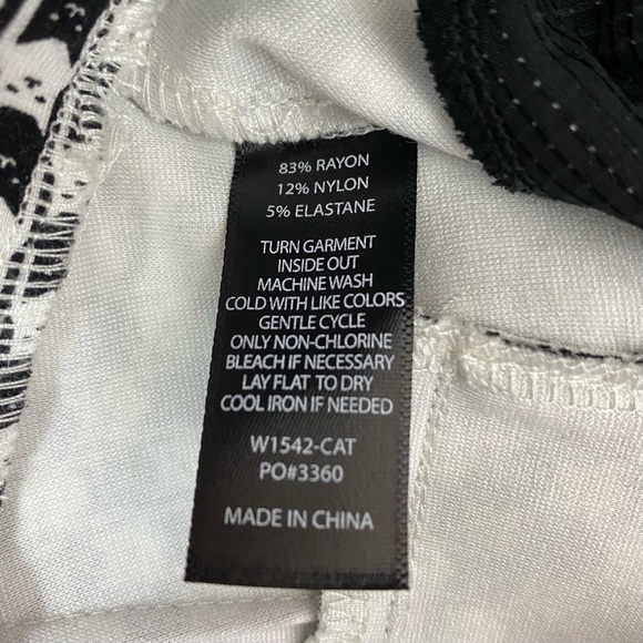 Betabrand Catstooth Dress Yoga Pants Black White Cat Print Size Small Petite - Picture 13 of 13